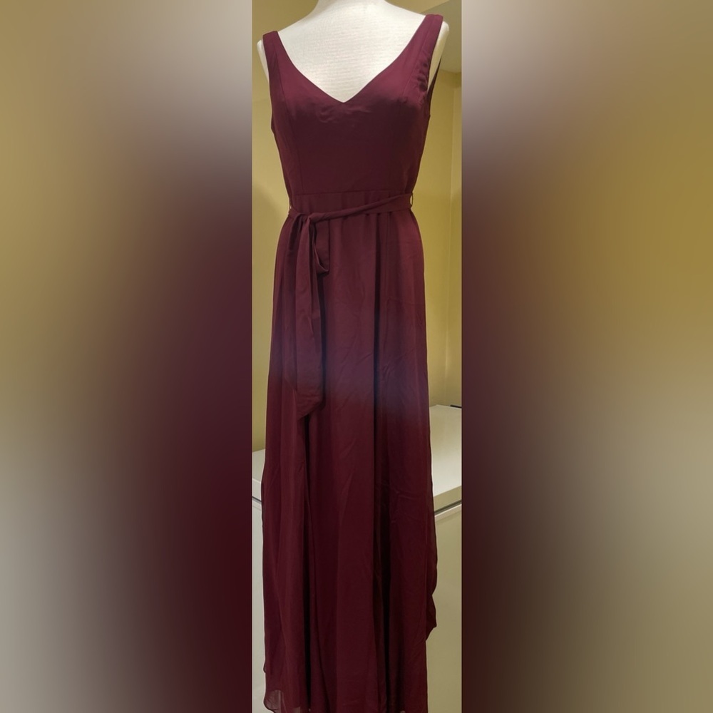 LEVKOFF BY BILL LEVKOFF BRIDESMAID BURGUNDY DRESS SIZE 10 - Picture 2 of 3